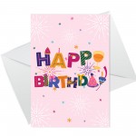 Happy Birthday Pink Party Birthday Card For Her