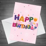 Happy Birthday Pink Party Birthday Card For Her