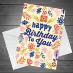 Cute Floral Happy Birthday Card For Women Mum Nan Daughter