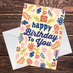 Cute Floral Happy Birthday Card For Women Mum Nan Daughter