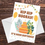 Its Your Birthday Cute Floral Animal Print Birthday Card 