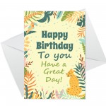 Happy Birthday Card Cute Animal Floral Print Birthday Wishes