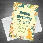 Happy Birthday Card Cute Animal Floral Print Birthday Wishes