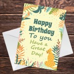 Happy Birthday Card Cute Animal Floral Print Birthday Wishes
