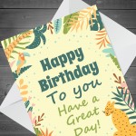 Happy Birthday Card Cute Animal Floral Print Birthday Wishes