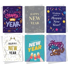 New Year Cards Multipack pack of 12 Happy New Year Cards
