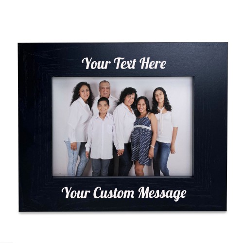 Personalised Black Wooden Photo Frame Custom Any Text