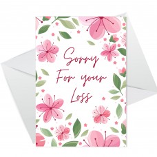 Sorry For Your Loss Sympathy Pink Floral Condolences Card