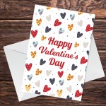 Happy Valentine's Day Card For Girlfriend Wife Cute Hearts