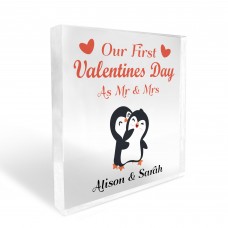 Personalised 1st Valentines As Mr And Mrs Plaque Gift For Wufe