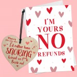 Funny Valentines Anniversary Card and Wood Heart For Him Her