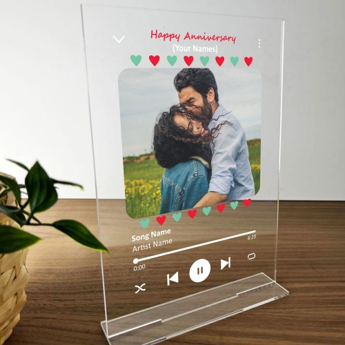 Anniversary Personalised Song Plaque Gift For Couples Him Her