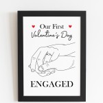 1st First Valentines Day Engaged Framed Print Gift For Couple