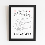 1st First Valentines Day Engaged Framed Print Gift For Couple