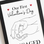 1st First Valentines Day Engaged Framed Print Gift For Couple