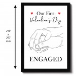 1st First Valentines Day Engaged Framed Print Gift For Couple