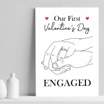 1st First Valentines Day Engaged Print Gift For Couple 