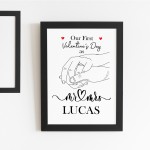 1st First Valentines Day Married Framed Print Gift For Couple