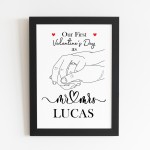 1st First Valentines Day Married Framed Print Gift For Couple