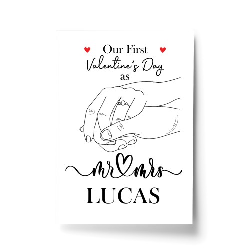 1st First Valentines Day Married Personalised Print Couple Gift