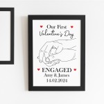 1st Valentines Day Engaged Personalised Framed Print Gifts