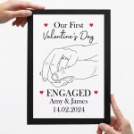 1st Valentines Day Engaged Personalised Framed Print Gifts