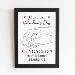 1st Valentines Day Engaged Personalised Framed Print Gifts