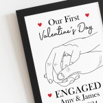 1st Valentines Day Engaged Personalised Framed Print Gifts