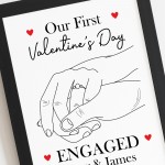 1st Valentines Day Engaged Personalised Framed Print Gifts