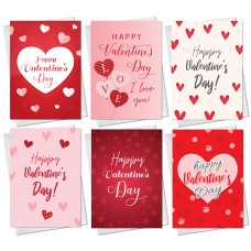 6 Pack Valentine's Day Card Multipack of 6 With Envelopes