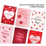6 Pack Valentine's Day Card Multipack of 6 With Envelopes