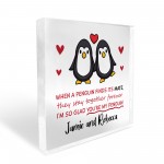 PERSONALISED Penguin Couple Gift for Her Him Valentines Day Gift