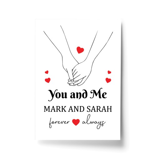 Valentines Gifts For Him Her Boyfriend Girlfriend Hands Print