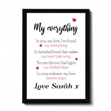 Gift For Husband Wife MY EVERYTHING Framed Print Personalised