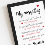 Gift For Husband Wife MY EVERYTHING Framed Print Personalised