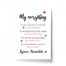 Gift For Husband Wife MY EVERYTHING Print Personalised Gift