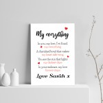 Gift For Husband Wife MY EVERYTHING Print Personalised Gift
