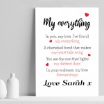 Gift For Husband Wife MY EVERYTHING Print Personalised Gift
