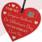 Valentines Day Gift Him Her Wood Heart Soulmate Gift Boyfriend