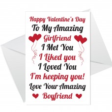 Girlfriend Valentines Day Card From Boyfriend Greetings Card