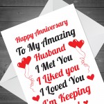 Anniversary Card For Husband Anniversary Cards For Him Thank You