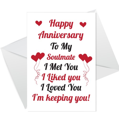 Anniversary Card For Husband Wife Girlfriend Boyfriend Soulmate