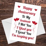 Anniversary Card For Husband Wife Girlfriend Boyfriend Soulmate