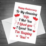 Anniversary Card For Wife Anniversary Cards For Her Thank You