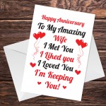 Anniversary Card For Wife Anniversary Cards For Her Thank You