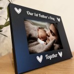 1st First Father's Day Gifts For New Dad Black Wooden 7x5 Photo