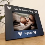 1st First Father's Day Gifts For New Dad Black Wooden 7x5 Photo