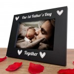 1st First Father's Day Gifts For New Dad Black Wooden 7x5 Photo