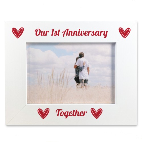 Our 1st First Anniversary 7x5 White Frame Gift For Couples 