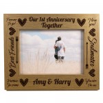 1st Anniversary 7x5 Wood Photo Frame First Anniversary Couple